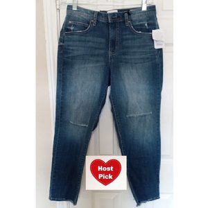Frayed Jeans High Rise Straight Leg Ripped Jeans Blue Size 8 / 29 Inseam 27"